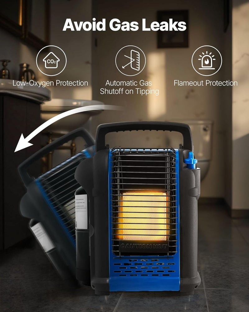 VEVOR Portable Propane Heater, 9000BTU Forced Radiant Space Heater with Stepless Temp Settings & Tip-over Protection, Portable Garage/Shop for Sports, Boating, RVs,Indoor/Outdoor - Image 3